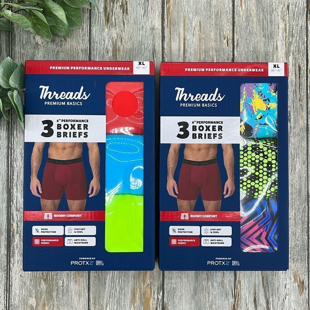 Underwear 6" Ultra-Soft Premium Performance Boxer Briefs 2, 3-Packs Size XL